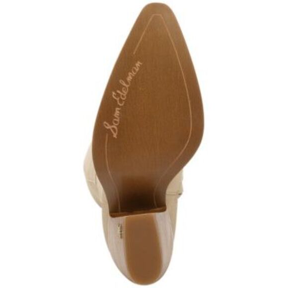 NWT SAM EDELMAN Womens Beige Annabel Almond Leather Heeled Boots 9.5 M - Picture 4 of 5